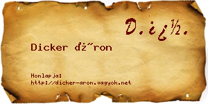 Dicker Áron névjegykártya